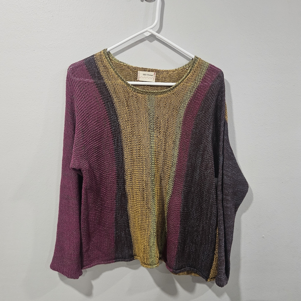 Red Thread Boho Handloomed Knit Women's Sweater, Size Small, Made In USA